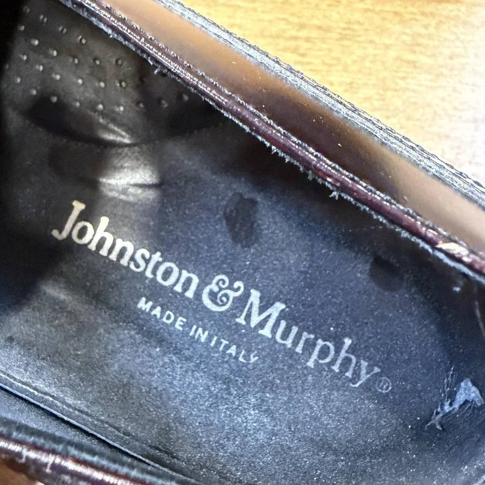 Johnston & Murphy Wingtip Shoes Mens Size 9.5 W Brown Brogue Oxford Italy Dress